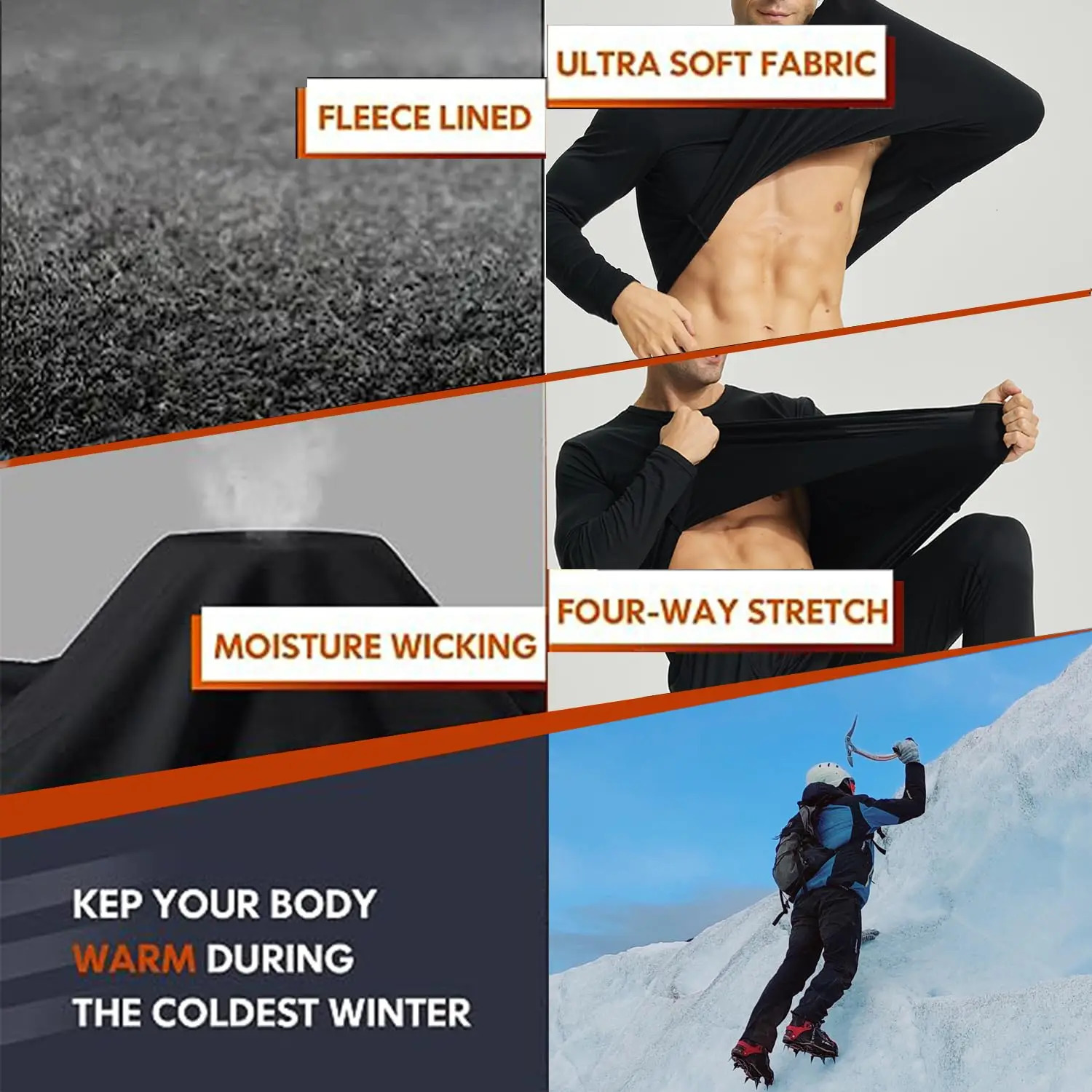 2 Pack Thermal Shirts for Men Crewneck Long Sleeve Undershirt Base Layer Cold Weather Thermals 241111