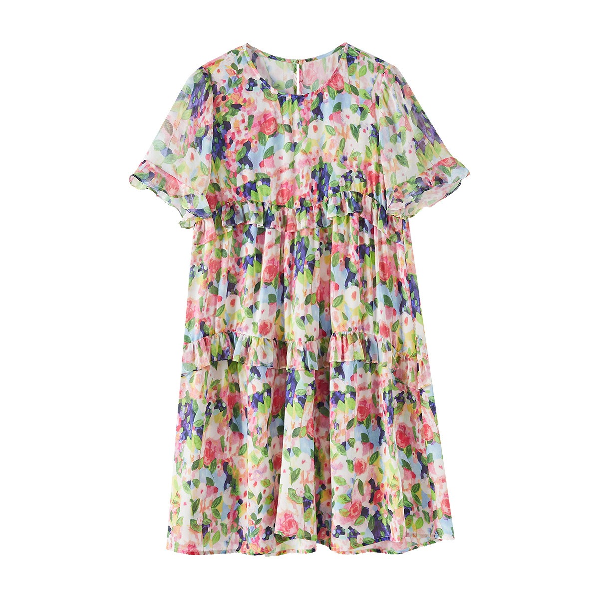 Oc412N75 Customization Top Skirt Silk Women's Autumn Dress High Quality Printed Slim Fit Silkworm Multi Color Loose Waist for Daily Commuting Cas