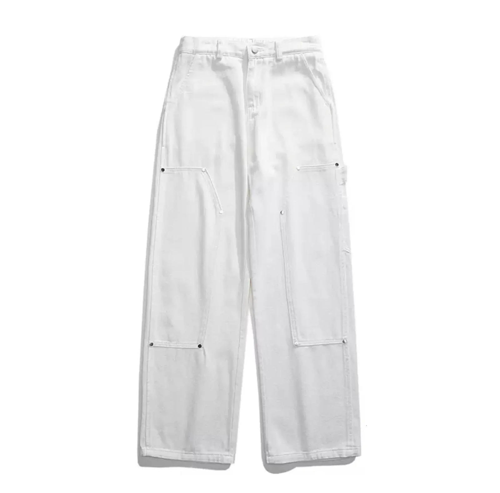 Four Seasons Logging Cargo Pants Washed Jeans Loose Straight Tube Retro Casual Sports American plussize 241111