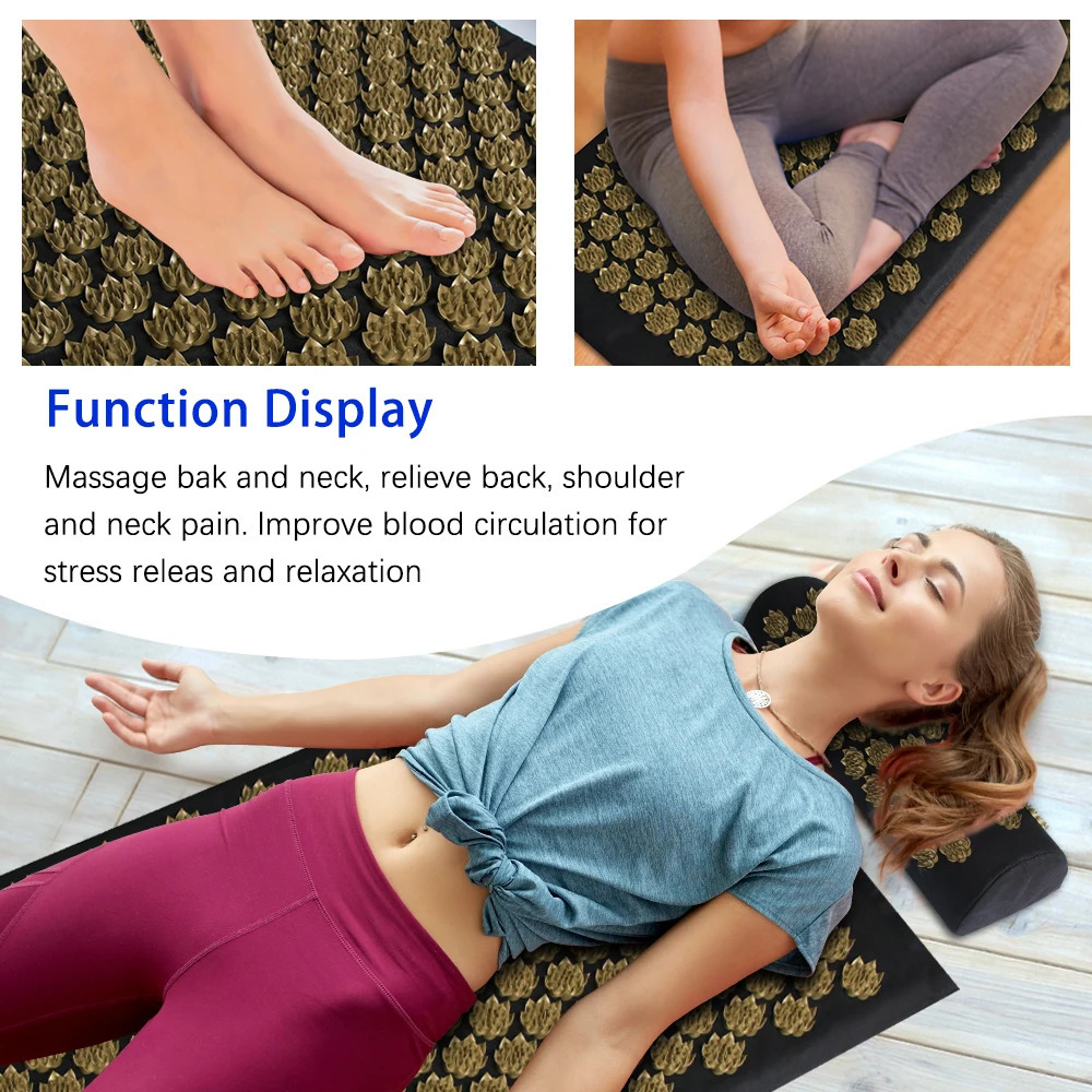 Pranamat Eco Lotus Spike Mat Acupuncture Massage Cushion Kuznetsovs Applicator for Neck Foot Back Yoga Acupressure Massage Mat 241111