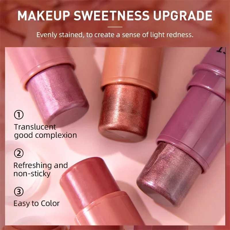 3-in-1 Cheek Blush Stick Lip Tinted Eyes Cheek Lips Brighten Cream Water-resistant Moisturizing Face Contouring Shadow BlusherXJ241111