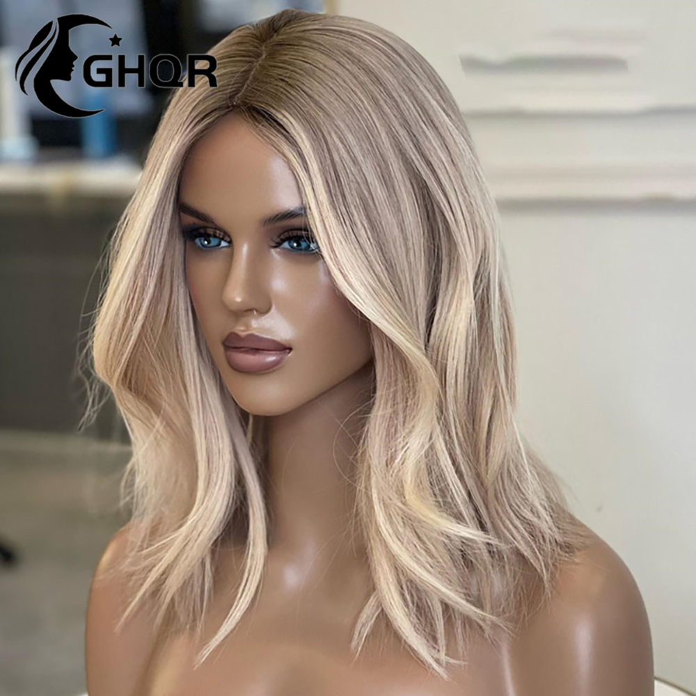Human Hair Lace Frontal Wig Highlight Ash Blonde360 full Hd Transparent lace13x4 Brazilian hair pre plucked natural wave colored