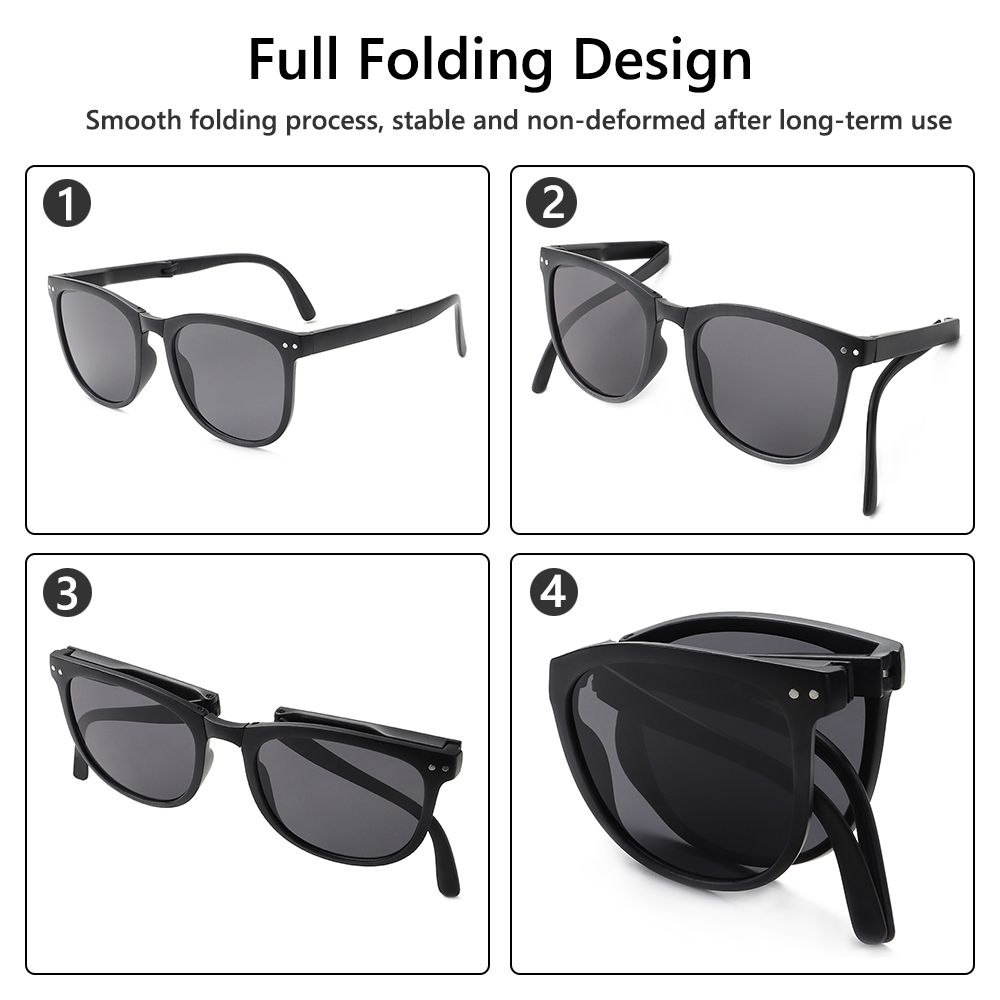 Vintage Eyewear Ultralight TR90 Frame Easy Carry Folding Sunglasses with Case Sun Glasses
