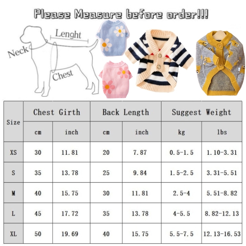 Winter Dog Clothes Chihuahua Soft Puppy Kitten High Striped Cardigan Warm Knitted Sweater Coat Fashion Clothing for Pet Dogs Cat