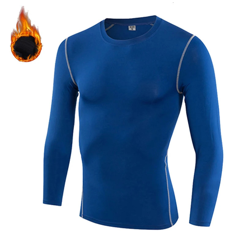 Men Thermal Underwear Add Woollen Compression Tight TShirts Long Sleeve Warm Tops Running Fitness Gym Sportswear 241111