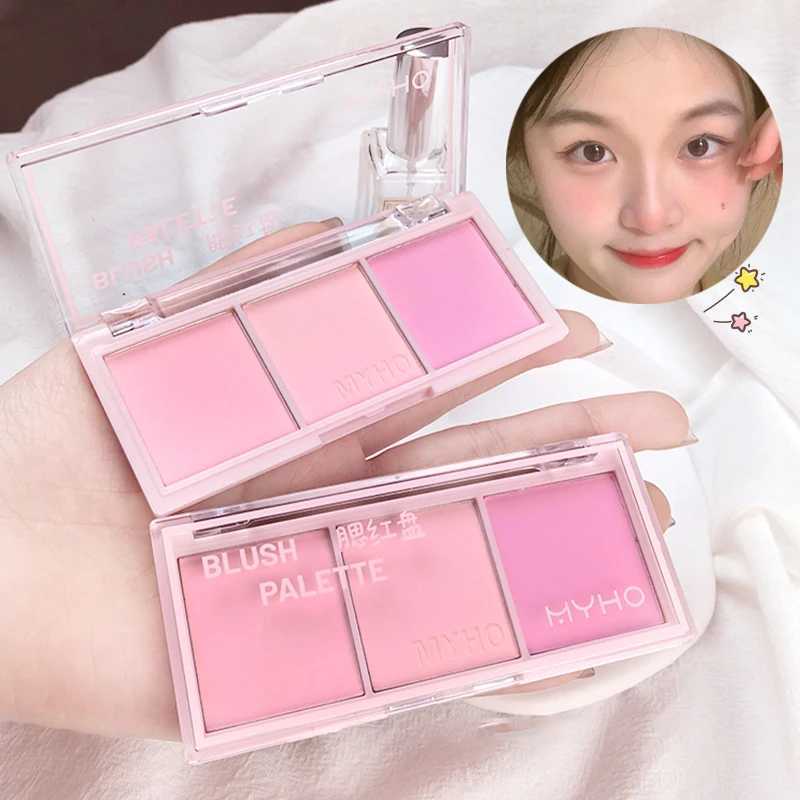 3 Color Nude Makeup Natural Matte Blush Palette Milk Tea pink Lasting Blusher Blue Orange Rubor Cheek Tint Dupes Makeup CosmeticXJ241111