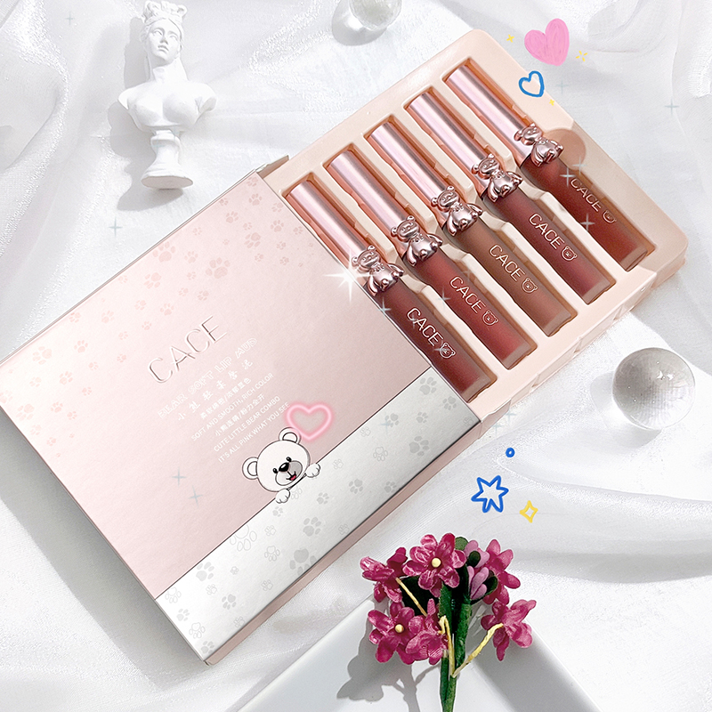 Velvet Matte Liquid Lipstick 5 Colors Sets Waterproof Lip Gloss Beauty Girl Makeup Nude Lip Tint Long-lasting Lip Makeup Sets