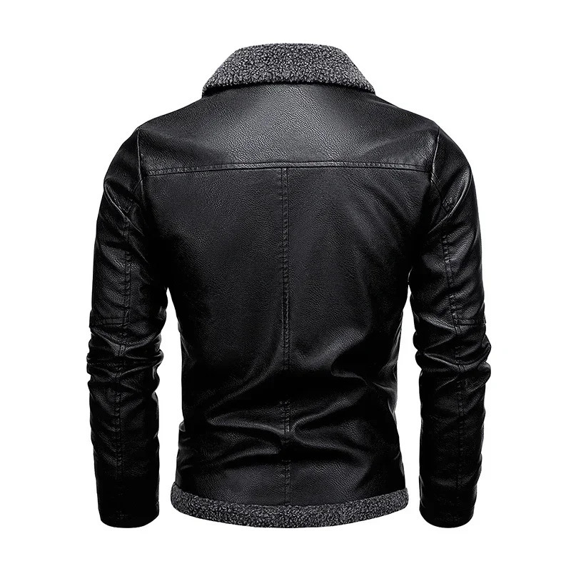 Longsleeve Winter Outerwear Business Motor Pu Leather Jacket Men Fur Collar Fashion Coat Faur 241108