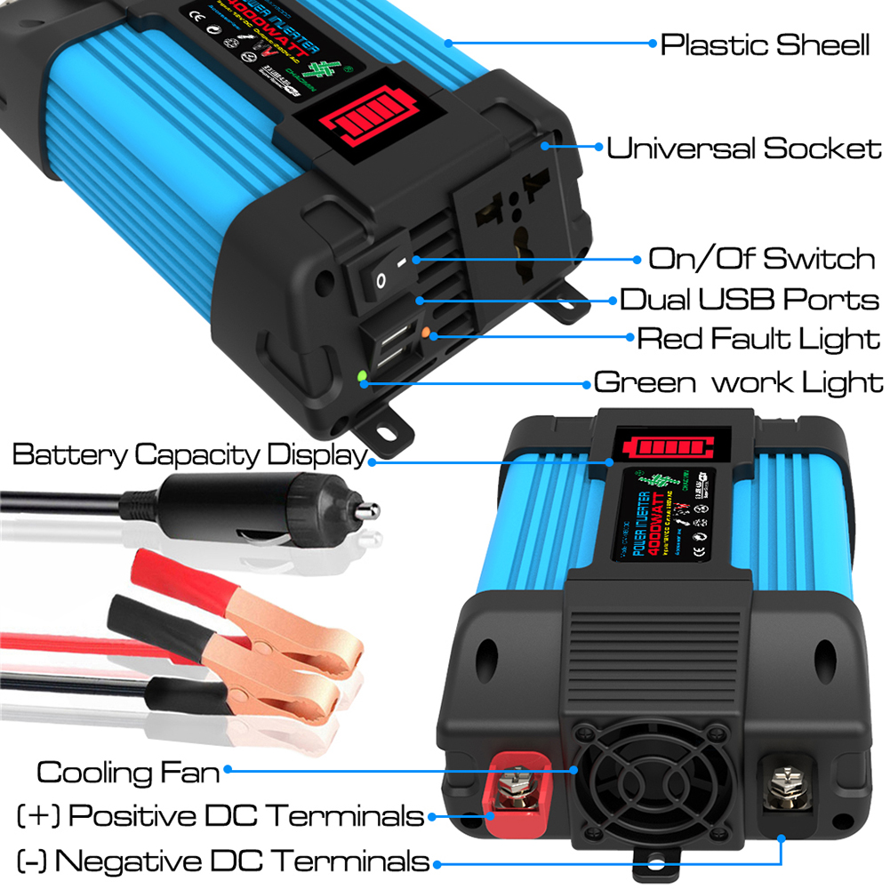Powerful 6000W Car Power Inverter: 12V to 110/220V LED Voltage Display Dual USB Converter dh5727163