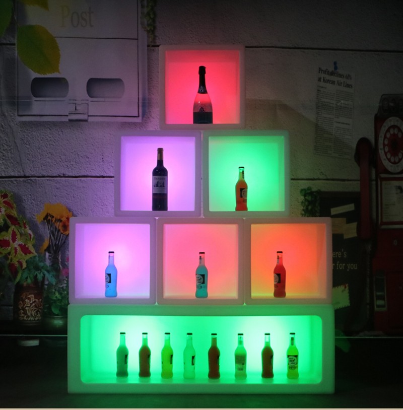 Portable LED Luminous Wine Bar Cabinet Light Up Display Case Waterproof Plastic Beer Champagne Bucket Ice Cube Storage Container