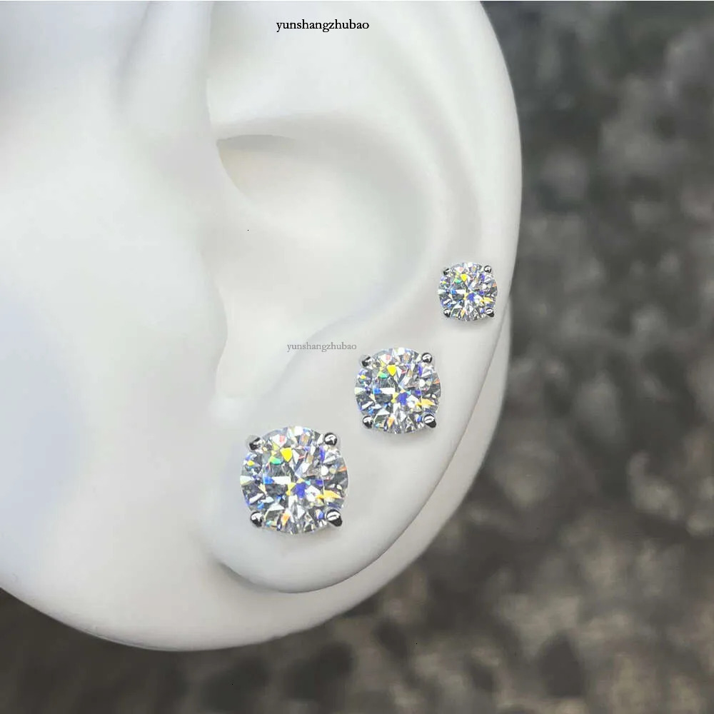 Pass Dia Tester 3-10mm Classic Moissanite Stud Earrings Sterg Sier Mossanite Fashion Screw Back Men Women