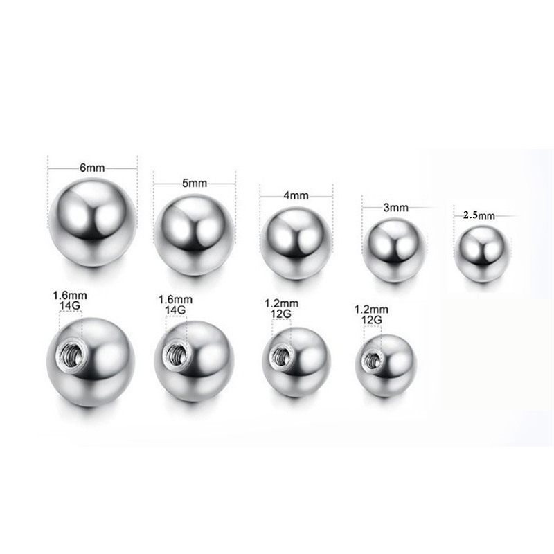 10pcs Stainless Steel Replacement For Lip Studs Labret Earrings Piercing Jewelry Septum Rings Externally Threaded Plastic Balls