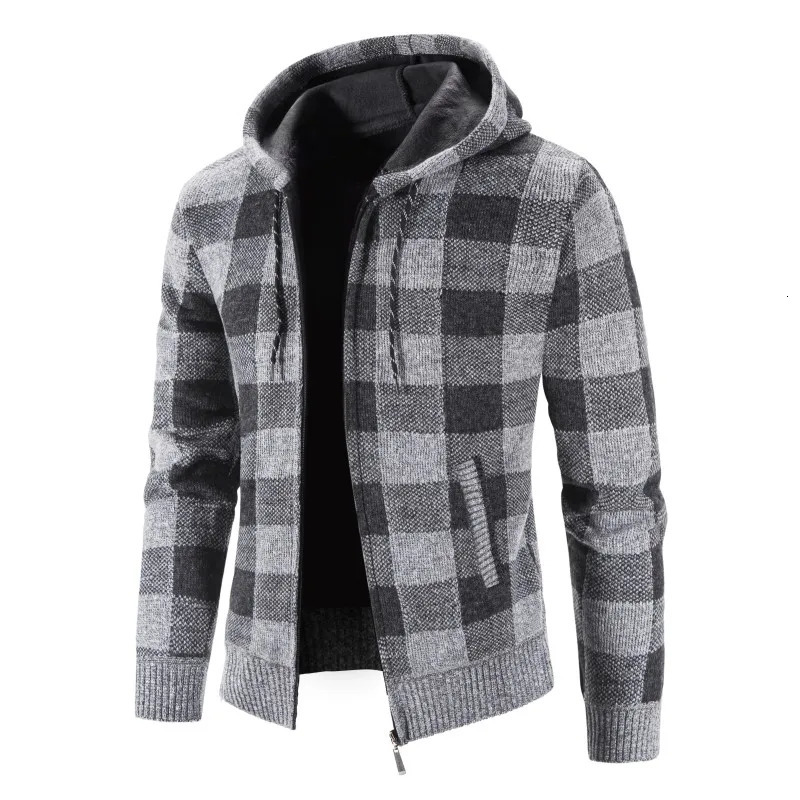 2024 Autumn Winter Jacket Men Warm Cashmere Casual Wool Zipper Slim Fit Fleece Coat Dress Knitwear Male Coats 241108