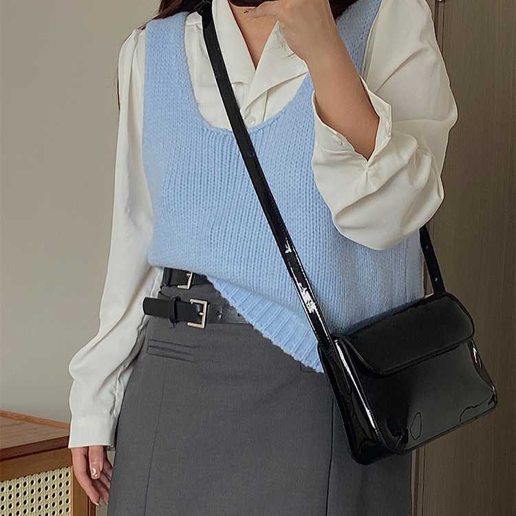 Underarm Bag Women Autumn Winter Red Lacquer Leather Handheld Shoulder Bag Crossbody Bag Women Bags 241115