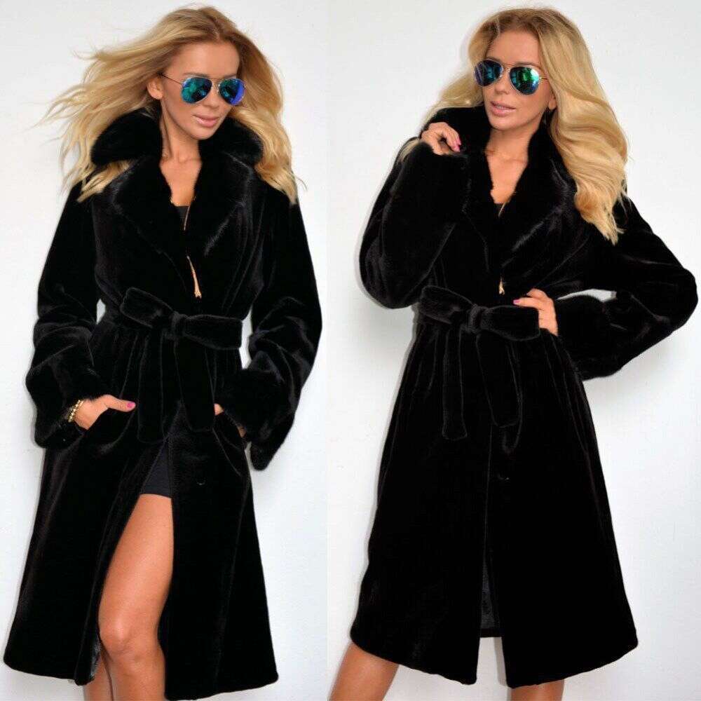 shanshi fur coat women Autumn New Imitation Fur Medium length Cotton Jacket Suit Collar Belt Plush Coat for Women