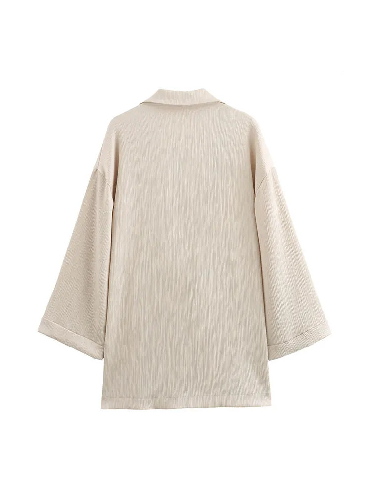 TRAF Autumn Women Casual Blazer Coat Pants Set Long Sleeve Double Breasted Wide Leg Trousers Lady Office Outfit 241111