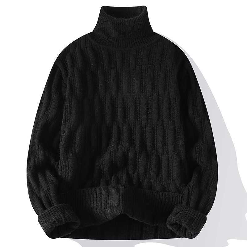 High Quality Autumn and Winter Mens Turtle Neck Sweater Fashion Jacquard Knitted Fabric Mens Casual Knitted Solid Color Turtle Neck Sweater T241111