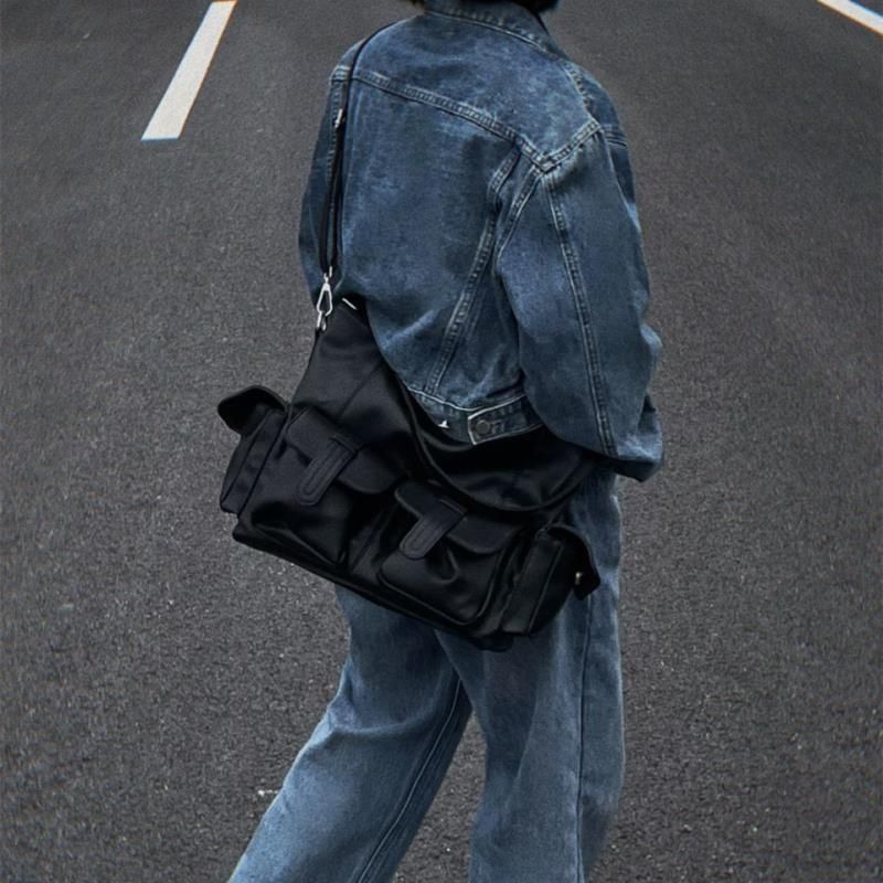 HAEX Punk Women Tote Bags 2023 New Design Individuality Large Capacity Vintage PU Crossbody Shoulder Hobos Bags Bolso Mujer