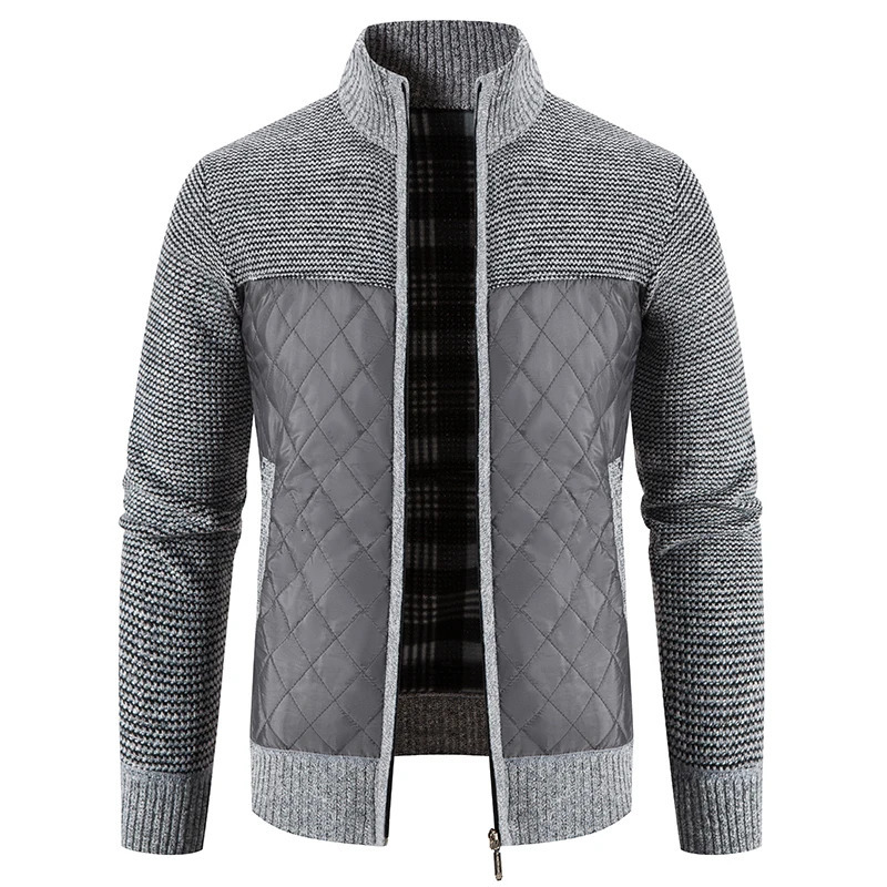 Men Sweater Jacket Fashion Winter Coat Fleece Hoodies High Quality Luxury Checkered Hooded Knit Cardigan Male Outer Wear 241108