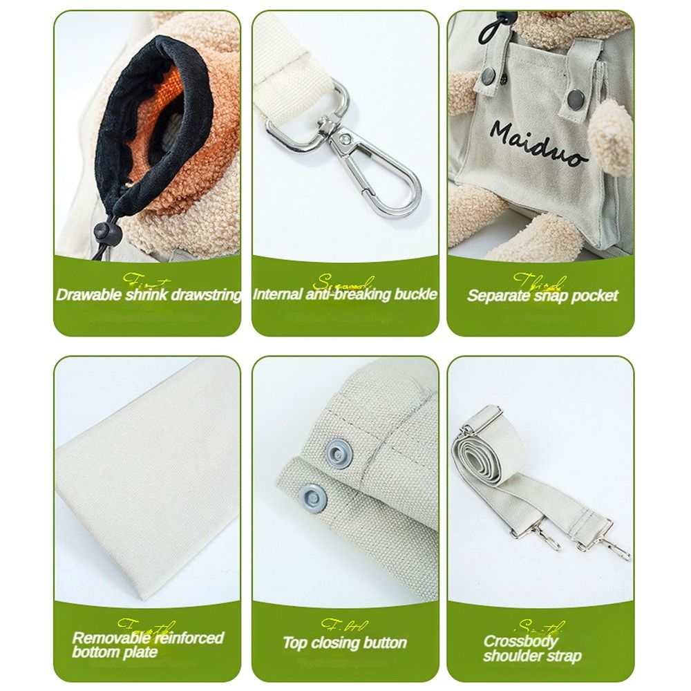 Portable Canvas Handbag Puppy Messenger Bag Pet Knapsack Tote Cat Shoulder Bag Grinding Paws Toys Cat Scratcher Tree Wooden Pet
