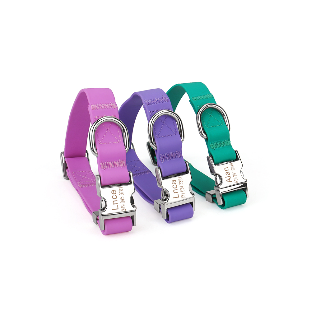 Personalized Dog Collar PVC Waterproof Pet Collars Anti-Odor Durable Adjustable Free Custom Engraved Pet Name Tags Pet Collars