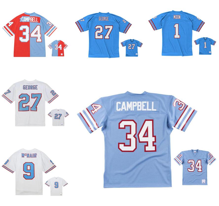 Stitched football Jerseys 34 Earl Campbell 27 Eddie George 9 Steve McNair 1 Warren Moon mesh Legacy Retired retro Classics Jersey Men women youth S-6XL