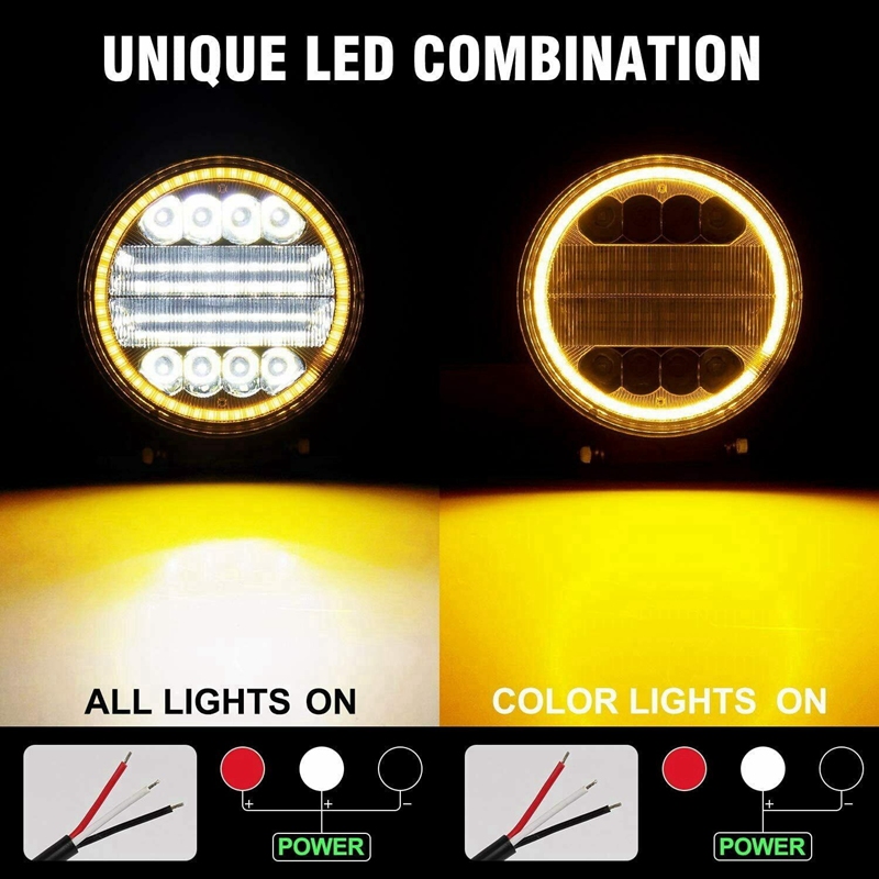 2X 4 Inch 200W LED Work Light Combo Spot Flood Off Road Driving Amber Fog Lamp