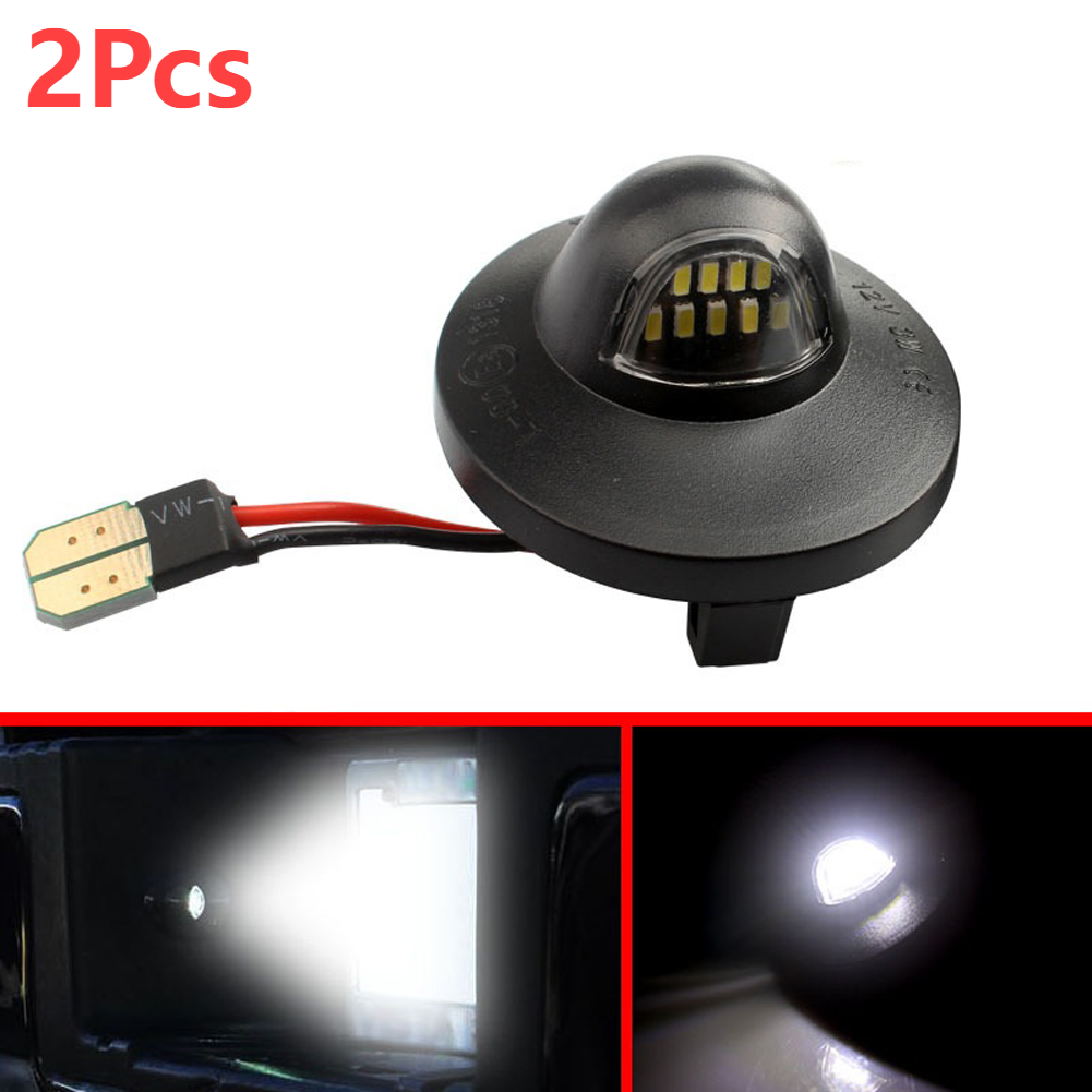 For Ford F-Series F150 F250 F350 F450 F550 2Pcs Car License Plate Light with 9 Lamp Beads Glass Fully Transparent Led Lamp 6500K