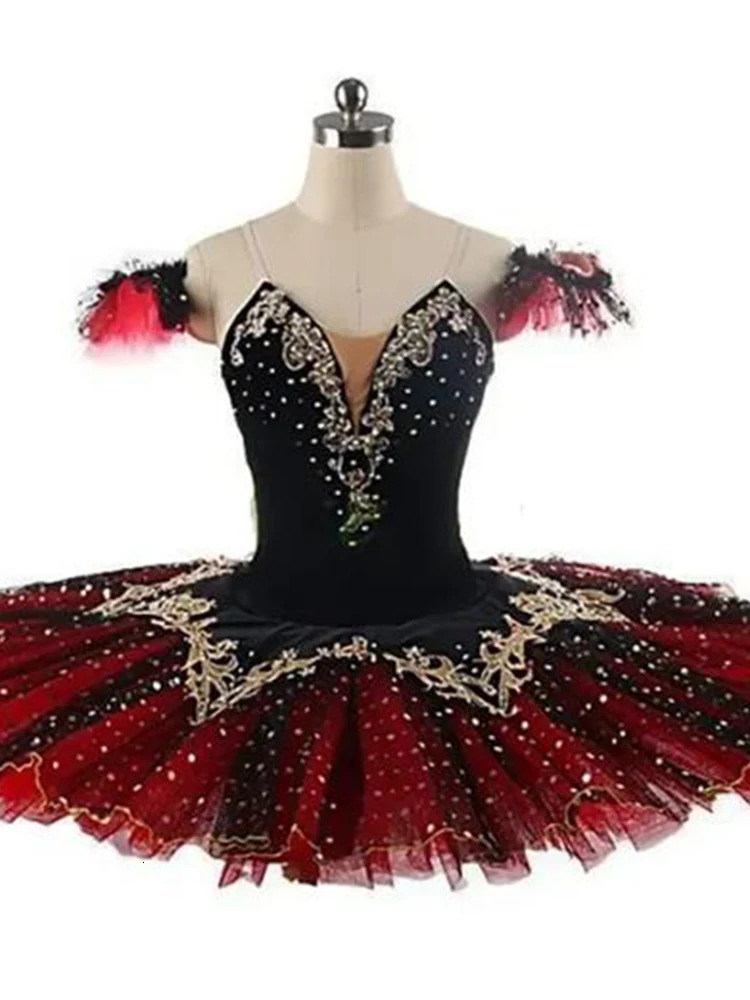 Black and Red Professional Tutu La Esmeralda Performance Ballet Tutu Platter Pancake Tutu Dress Childrens Ballet Dancer Party Costume 241111