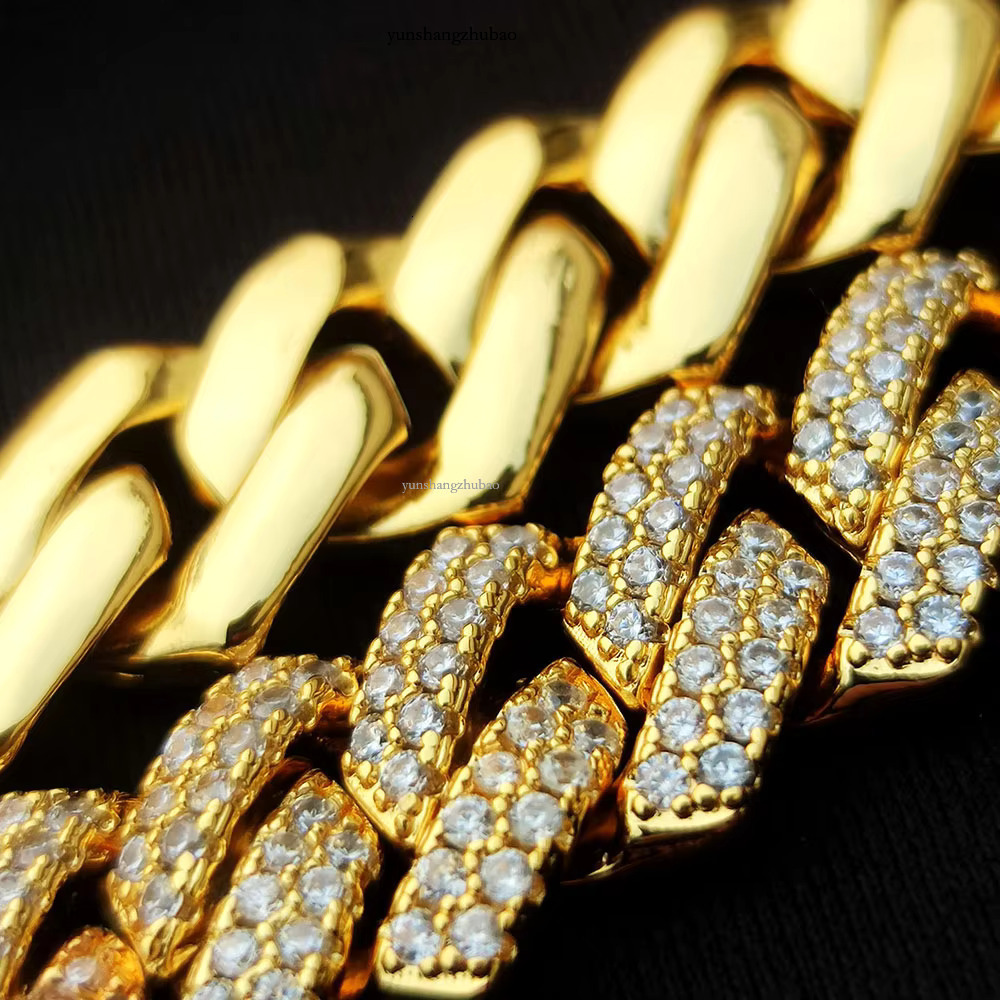 13mm Hip Hop Cadena Men Iced Out k Chain Gold Prong Ice Cuban Necklace Women