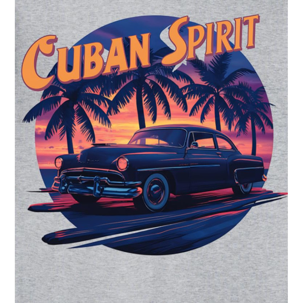 Long Sleeve Shirts for Men sweatshirt Cuban Car Sunset Palm Trees Beach Vacation Souvenir Sweatshirt T shirt Tee Streetwear Casual tops clothes