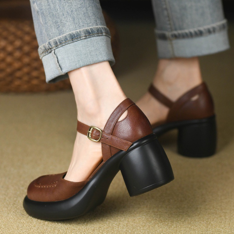 Closed Round Toe High Heel Sandals 2024: Versatile Fashion, Free Shipping Black Brown dh5727163