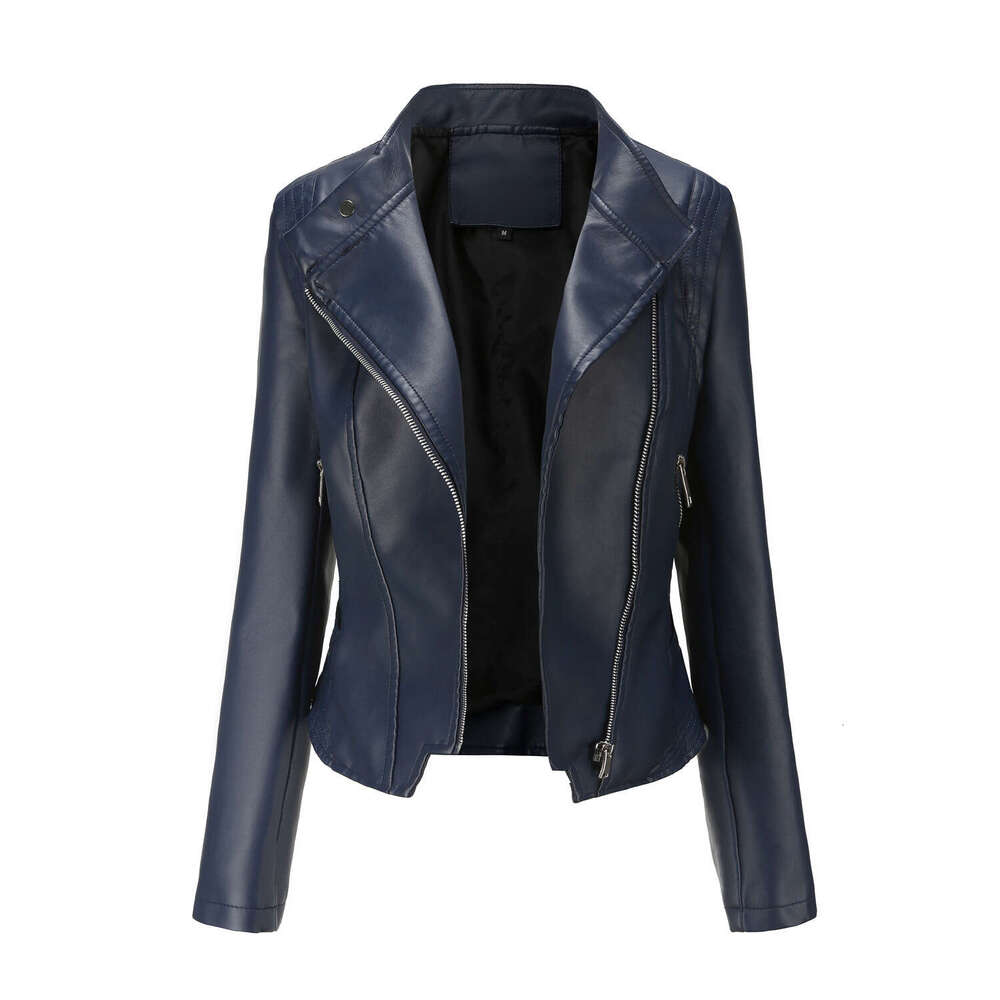 shanshi leather jacket women new PU lapel slim fit leather spring and autumn thin long sleeved short women's jacket