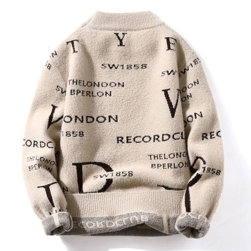 AutumnWinter Fashion Trend Printed Pullover Mens Casual Comfort Thick Warm High Quality Large Size Sweater M3XL 241111