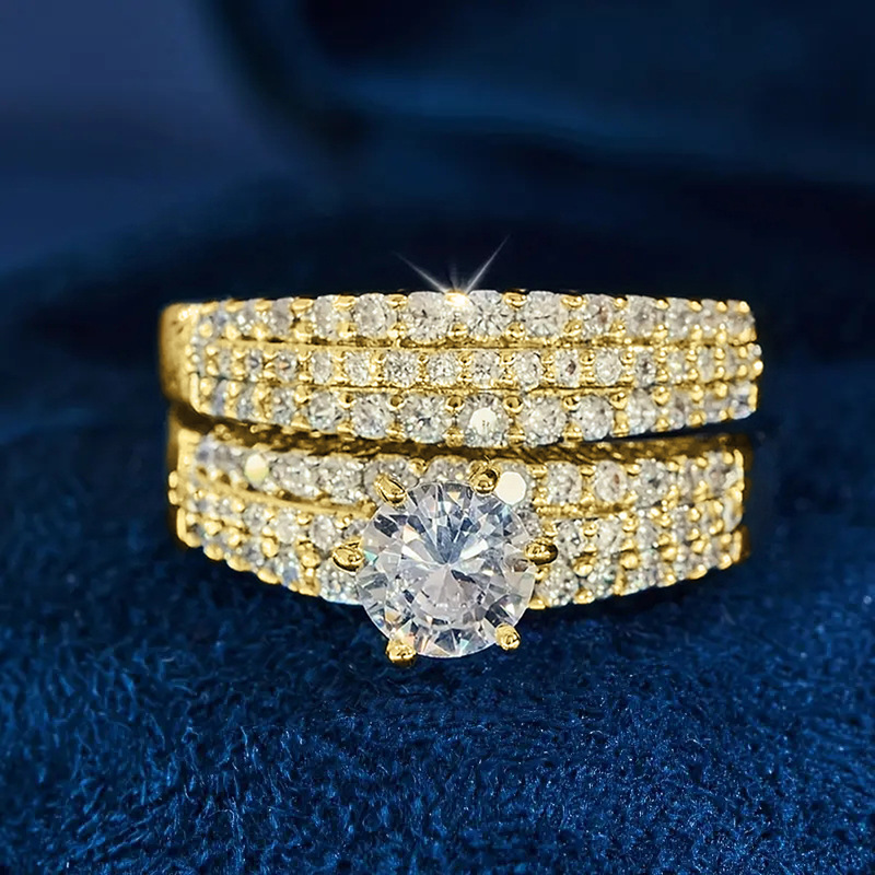 Solitaire ring luxury round geometric crystal ring women couple combination ring white diamond wedding ring wedding jewelry