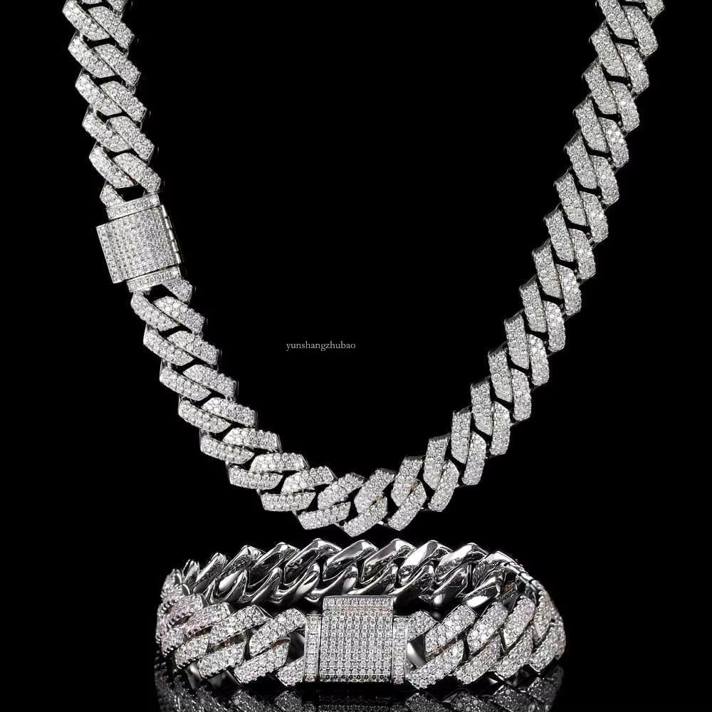 13mm Hip Hop Cadena Men Iced Out k Chain Gold Prong Ice Cuban Necklace Women