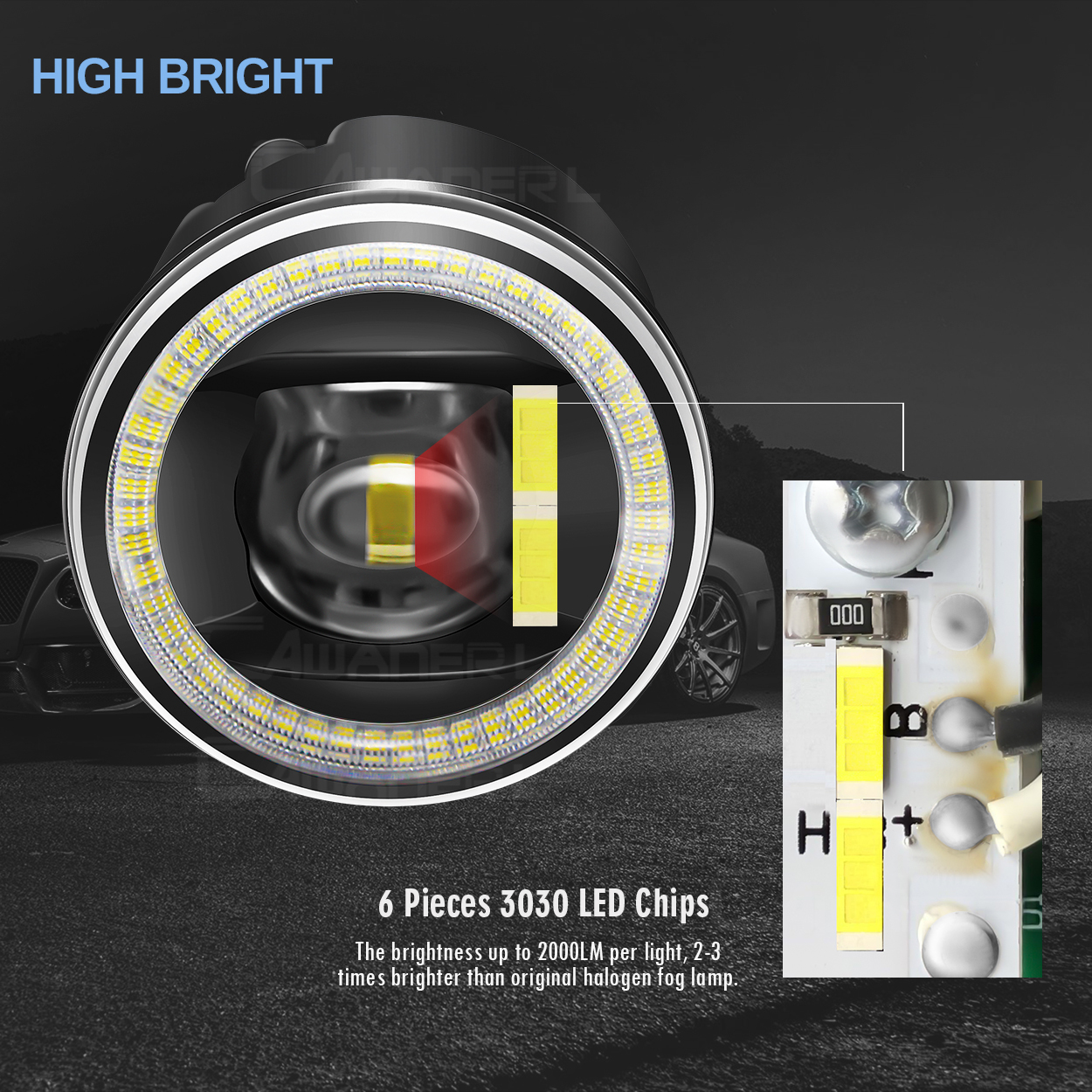 Cawanerl Car LED Bulb Fog Light H11 Angel Eye DRL Daytime Running Lamp For Nissan Note E11 MPV 2006 2007 2008 2009