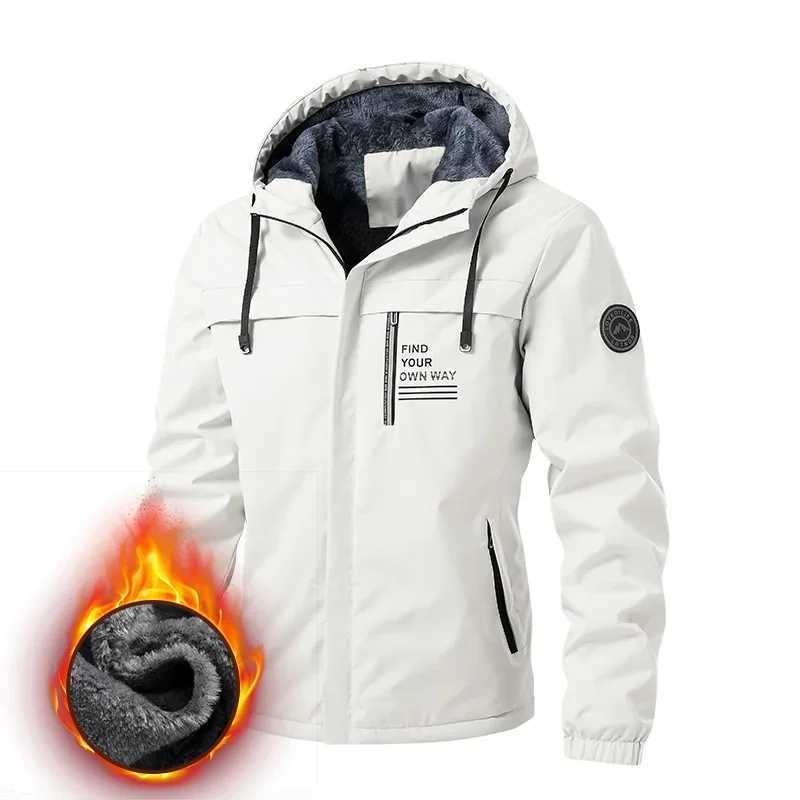 UETEEY Hooded Jacket Mens Hiking Hunting Windproof Jacket Thick Wool Mens Casual Clothing 2024 Outdoor Work Clothes W241111