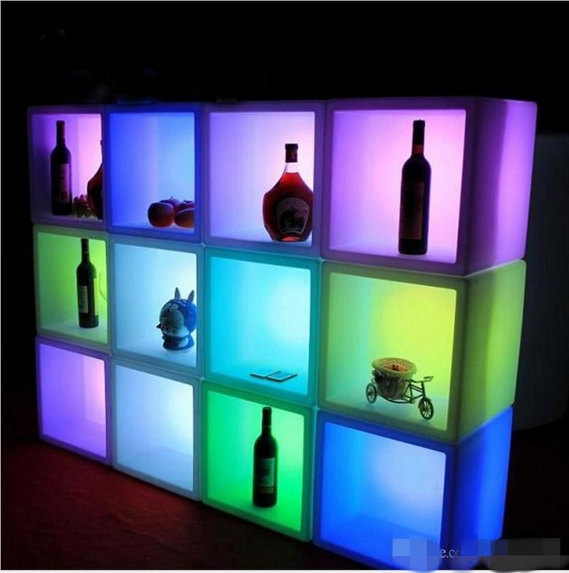 Portable LED Luminous Wine Bar Cabinet Light Up Display Case Waterproof Plastic Beer Champagne Bucket Ice Cube Storage Container