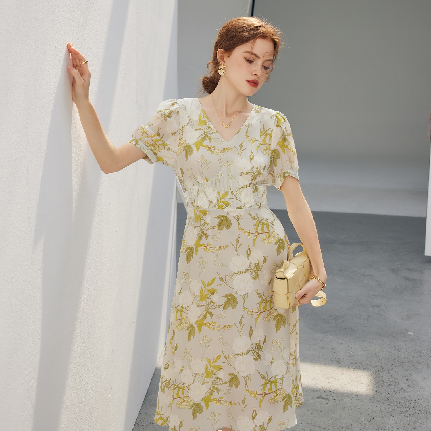 Oc409M95 Customization Silk Women's Autumn Dress High Quality Printed Slim Fit Silkworm Skirt Multi Color