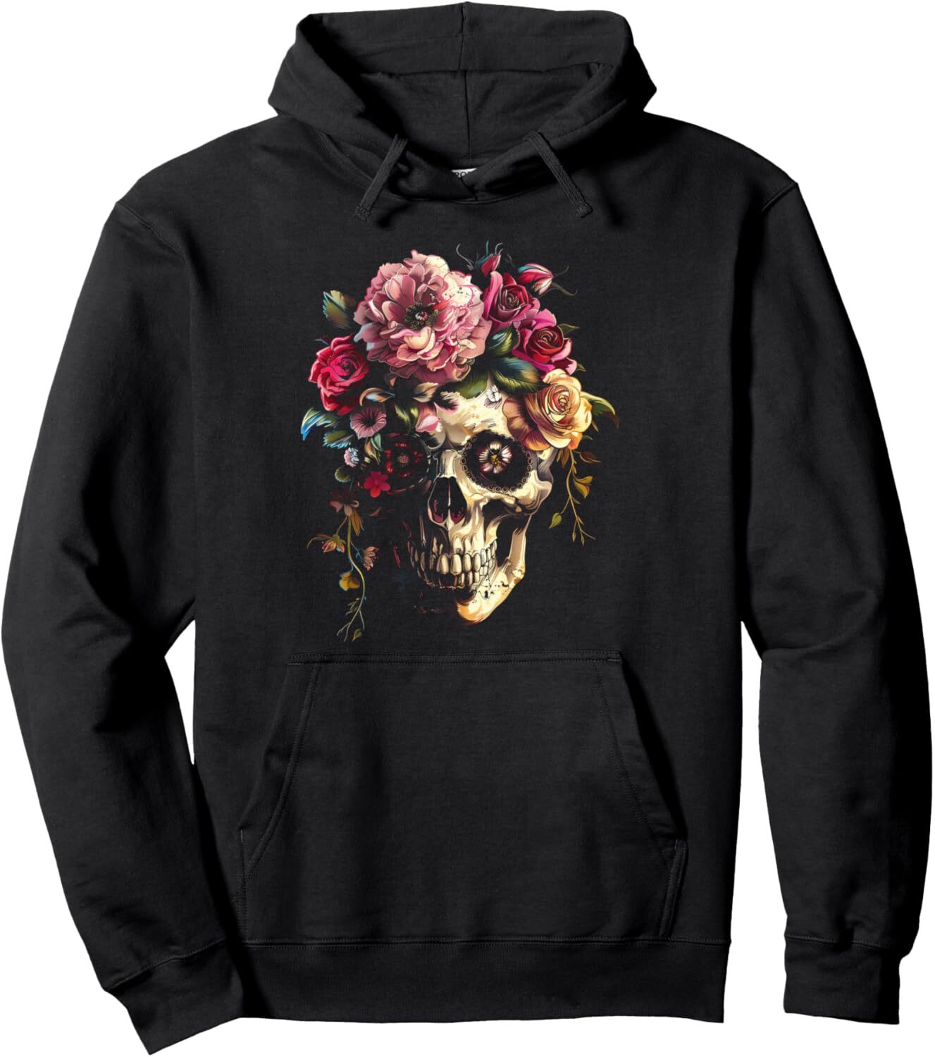 Hoodie for Mens Womens Skull Flower Aesthetic Floral Skull Graphic Design Graphic Pullover Hoodie Graphic Hoodies sweatshirt