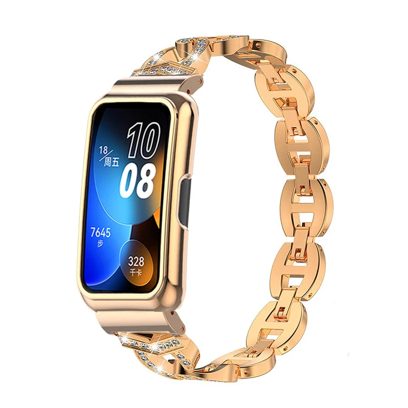 Bracelet Metal Case Dia Protector For Huawei Band 6/7/8 Smart Band Strap For Honor band 6/7 Protective Cover Shell Watchband smile