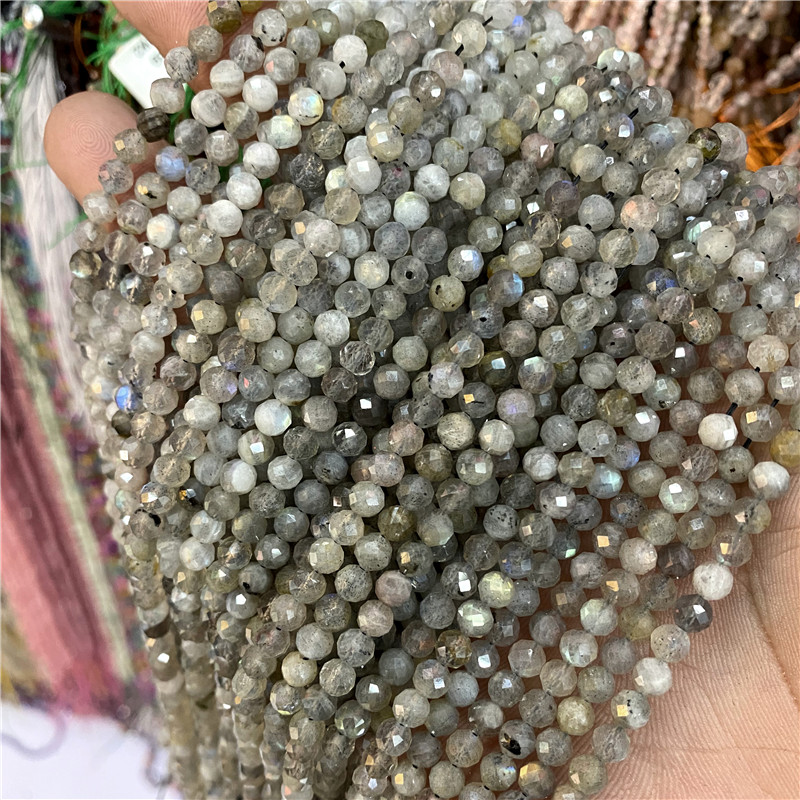 Natural Stone Labradorite Beads 2-4mm Micro Faceted Round Loose Spacer Beads for DIY Necklace Bracelet Accessries Wholesale