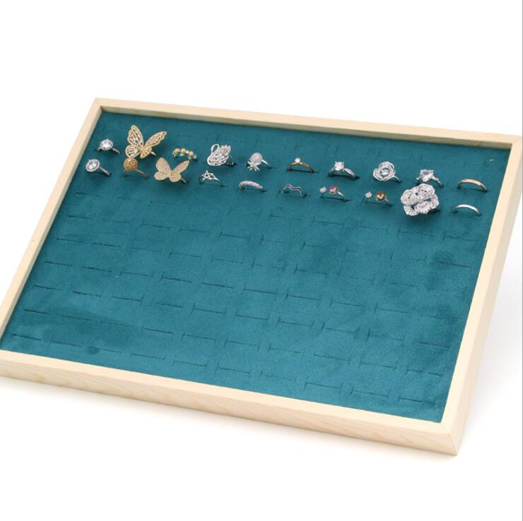 Wooden Green/Unqiue Beige Vevlet Case Necklace Organizer Jewlery Packaging Gift Box Ring Earring Holder Bracelet Stand Wholesale