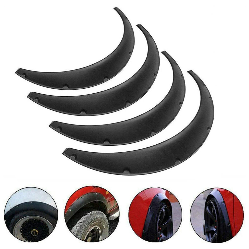 Universal 4Pcs 3.5"/90mmFlexible Car Fender Flares Extra Wide Body Wheel Arches Protector Wheel Eyebrow Fender Mudguards