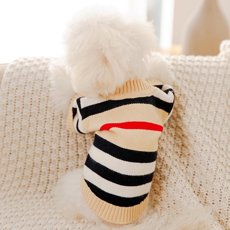 Striped Pet Cardigan! Knitted Dog Sweater for Chihuahua - Warm Winter Cat Kitten Clothes, Soft Fleece Puppy Coat Small Dogs