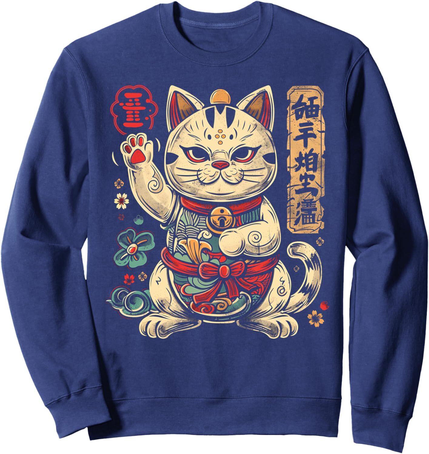 Long Sleeve Shirts for Men sweatshirt Cat Vintage Maneki Fortune Charm Graphic Tees Sweatshirt T shirt Tee Streetwear Casual tops clothes