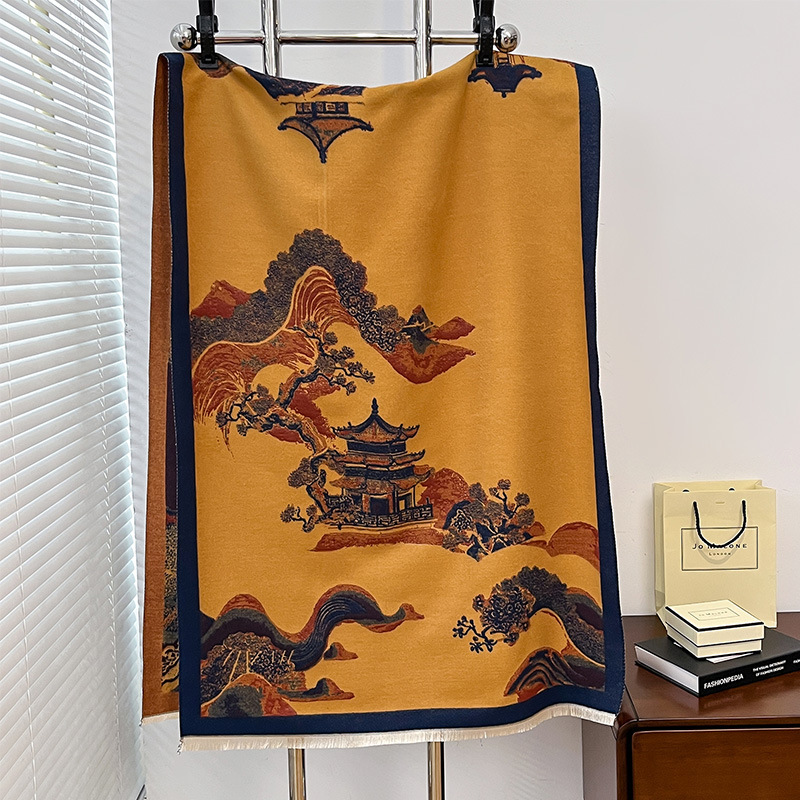 women's autumn and winter ancient with antique charm style imitation cashmere short beard tassel warm shawl scarf