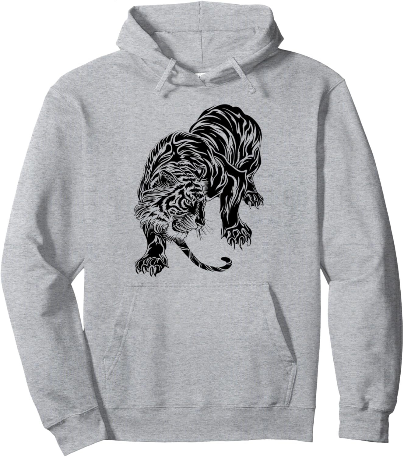 Hoodie for Mens Womens Tiger Prowling Wild Animal Graphic Design Pullover Hoodie Graphic Hoodies sweatshirt