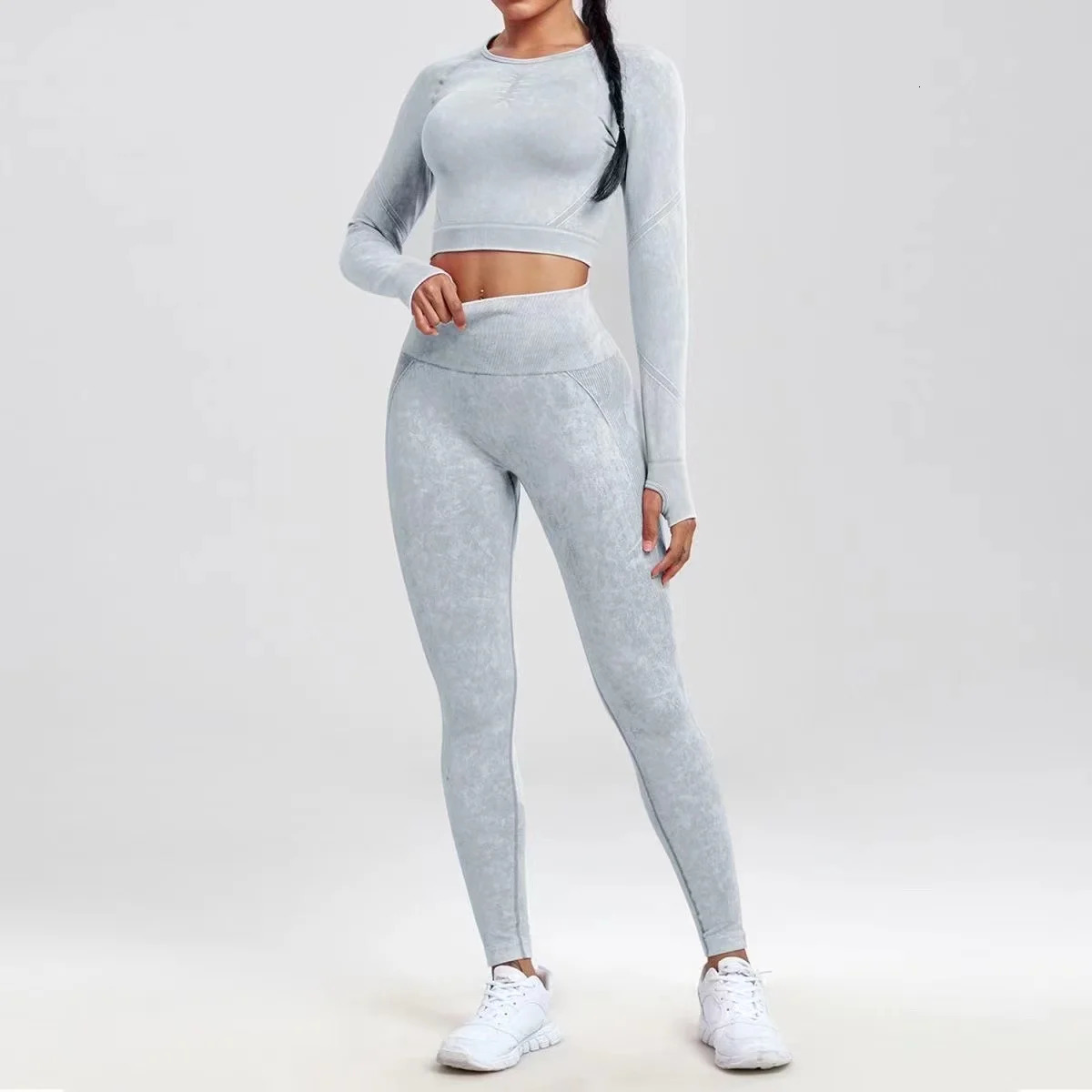 Cropped Top Seamless Womens Yoga Workout Fitness Clothing Push Up Leggings Sports Wear Woman Tracksuit 241111